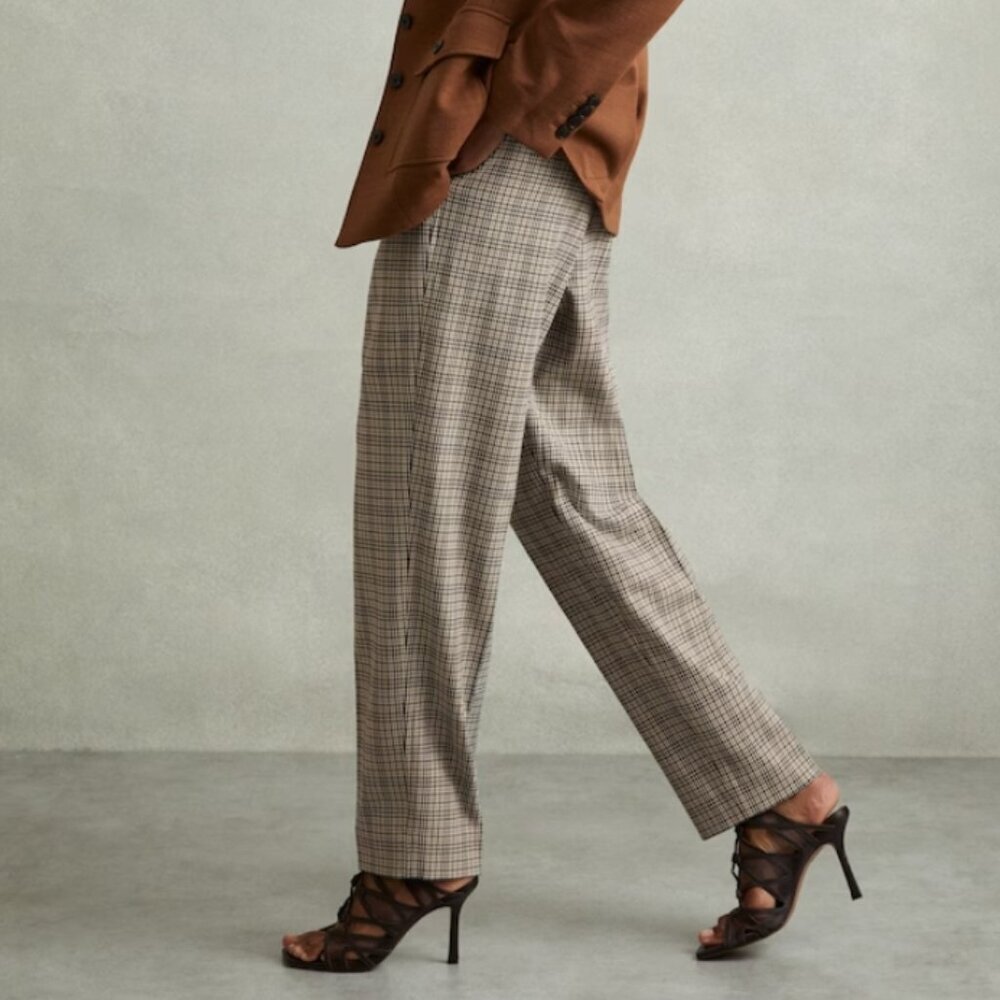 REISS  karina check tapered trousers Neutral Check US 6/ UK 10